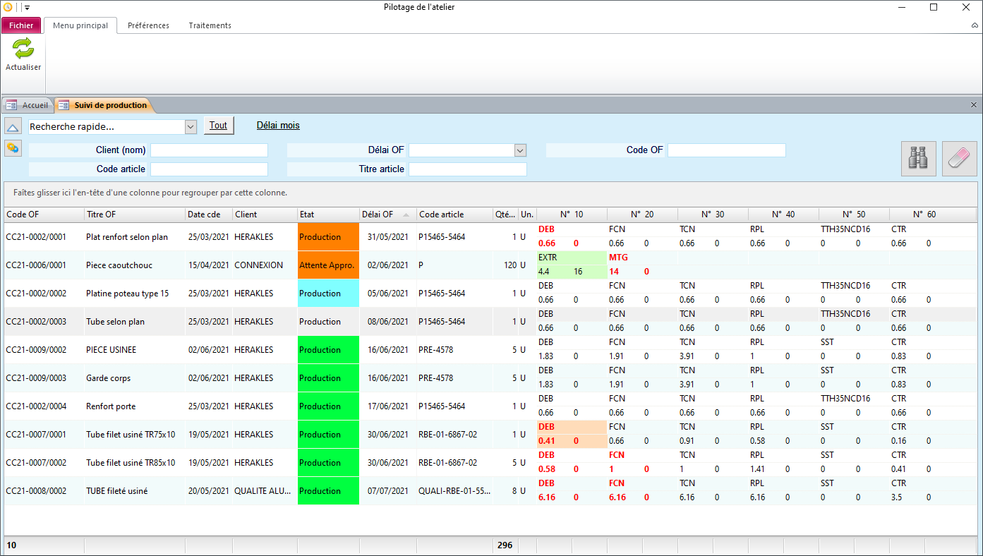 Ecran de pilotage de l'atelier HERAKLES Ecran de pilotage de l'atelier HERAKLES