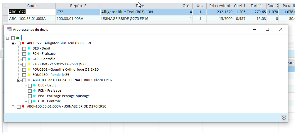 Arborescence d'un devis créé avec le logiciel ERP HERAKLES Arborescence d'un devis créé avec le logiciel ERP HERAKLES