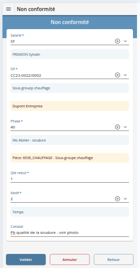 Saisie non conformité sur appareil pda avec l'application HERAKLES MOBILITE Saisie non conformité sur appareil pda avec l'application HERAKLES MOBILITE