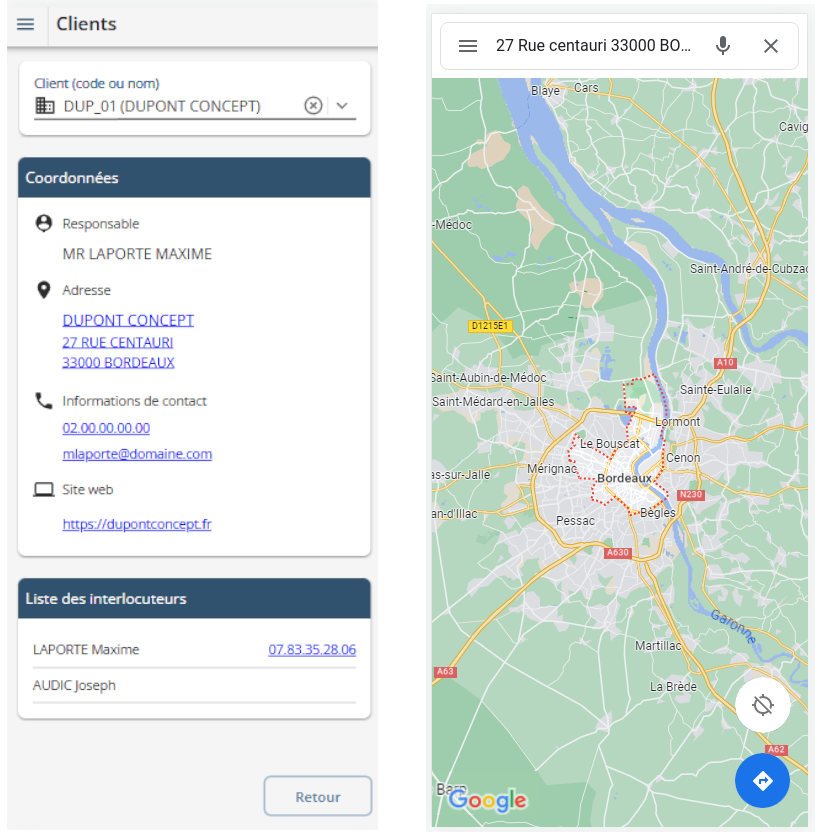 Fiche client dans l'application SAV Mobile HERAKLES Fiche client dans l'application SAV Mobile HERAKLES