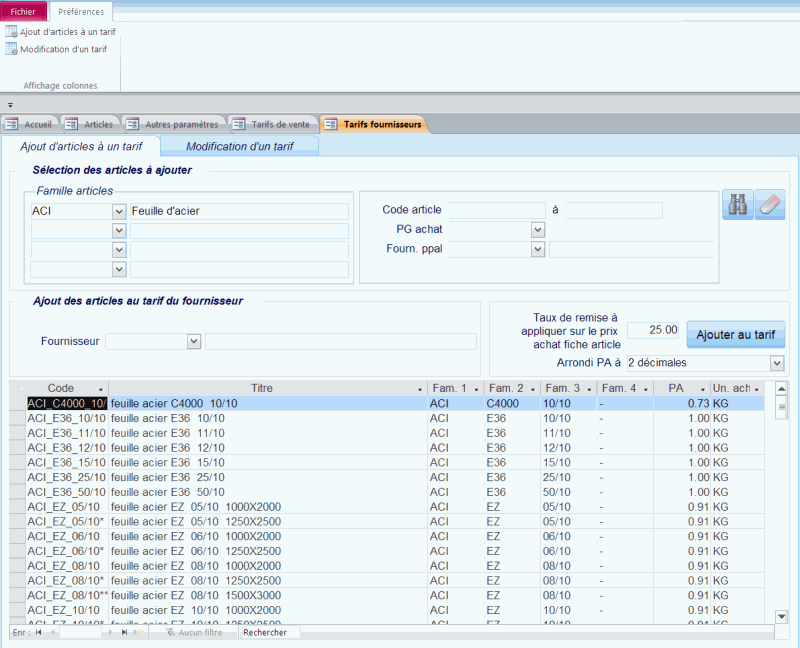 Gestion des tarifs fournisseurs dans le logiciel HERAKLES ERP Gestion des tarifs fournisseurs dans le logiciel HERAKLES ERP
