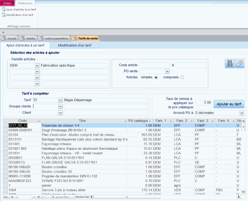 Gestion des tarifs de vente dans le logiciel HERAKLES Gestion des tarifs de vente dans le logiciel HERAKLES