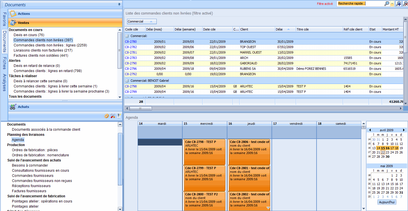 Liste des commandes client non livrées dans le logiciel ERP HERAKLES Liste des commandes client non livrées dans le logiciel ERP HERAKLES