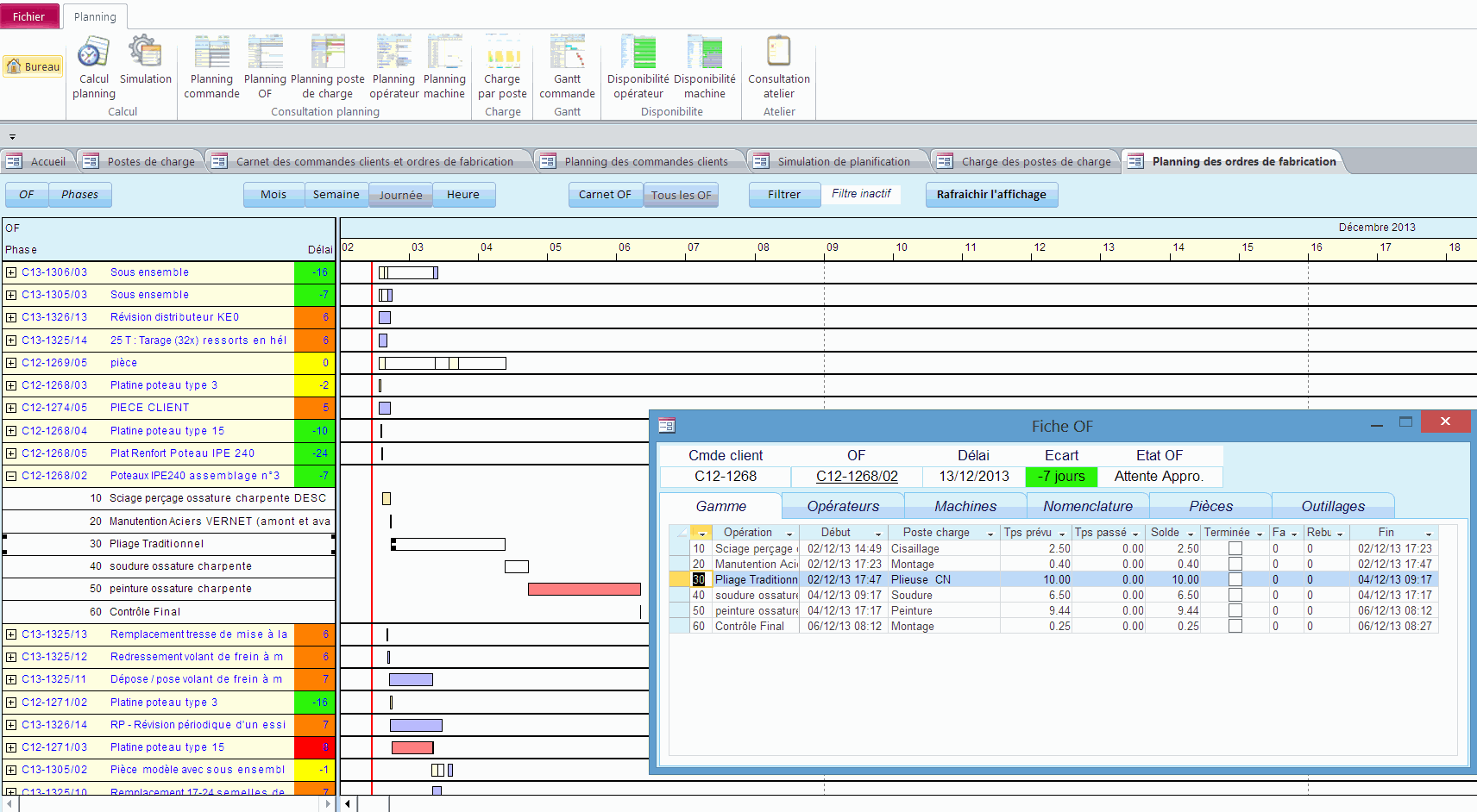 Une gamme de fabrication dans le logiciel ERP HERAKLES Une gamme de fabrication dans le logiciel ERP HERAKLES