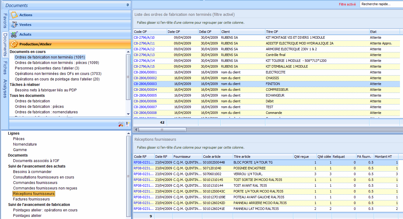La nomenclature d'un OF dans le logiciel ERP HERAKLES La nomenclature d'un OF dans le logiciel ERP HERAKLES