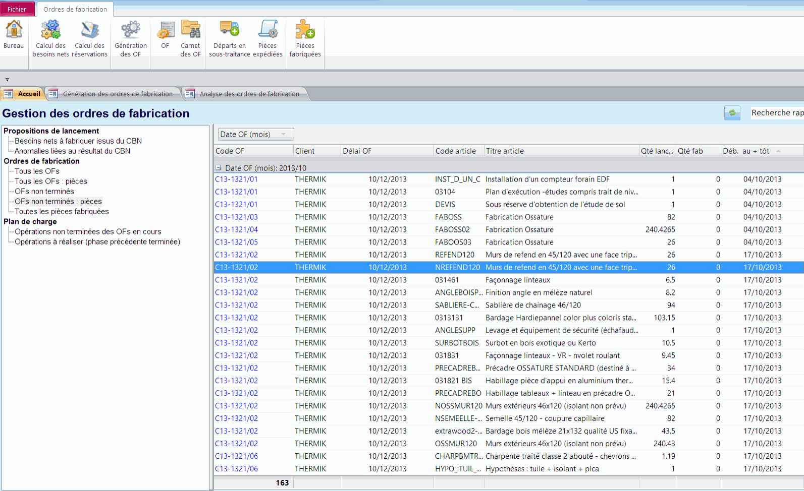 Carnet de fabrication des OF dans HERAKLES ERP Carnet de fabrication des OF dans HERAKLES ERP