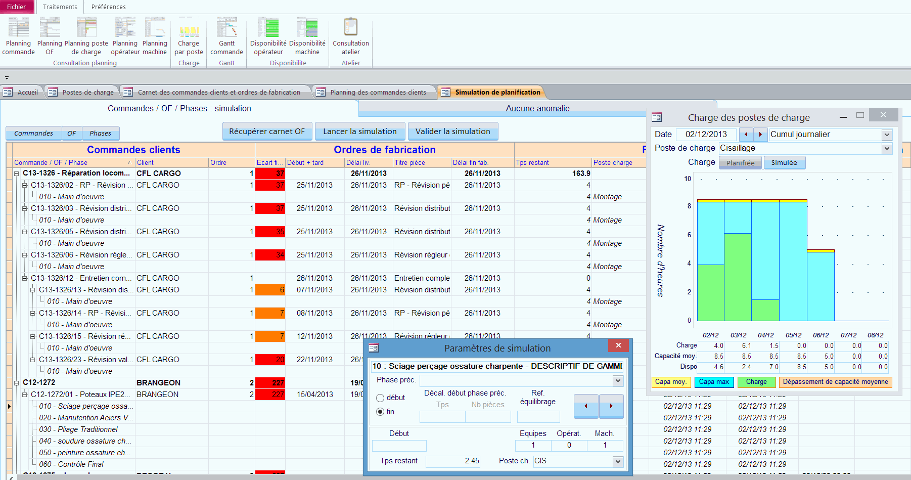 Simulation du planning de production dans le logiciel ERP HERAKLES Simulation du planning de production dans le logiciel ERP HERAKLES