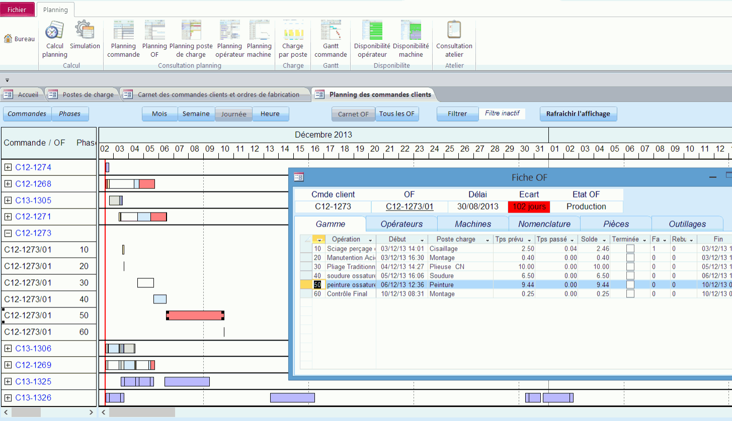 Planning des commandes dans le logiciel ERP HERAKLES Planning des commandes dans le logiciel ERP HERAKLES