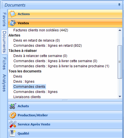 Menu dans le portail HERAKLES