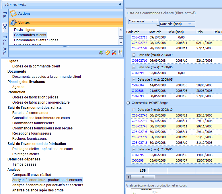 Un menu dans le logiciel ERP HERAKLES Un menu dans le logiciel ERP HERAKLES