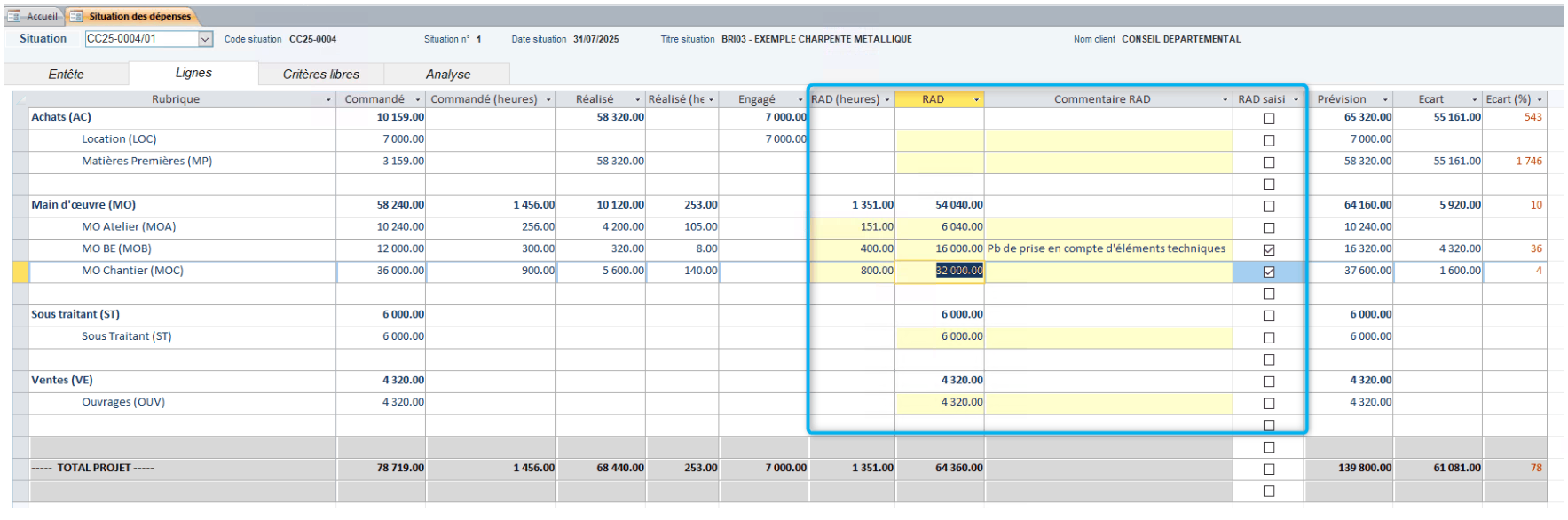 Situation de dépenses dans le logiciel ERP Herakles Situation de dépenses dans le logiciel ERP Herakles