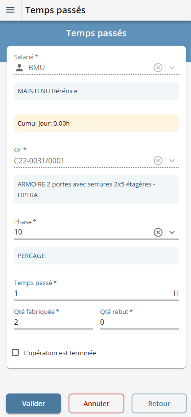 Saisie main d'œuvre sur PDA Saisie main d'œuvre sur PDA