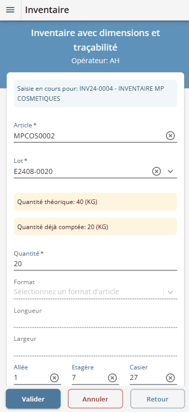 Saisie d'un inventaire sur appareil mobile avec l'application HERAKLES MOBILITE Application de saisie d'inventaire sur appareil mobile